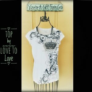Especially Sweet Top w/ Tatoo Style Design & Crown